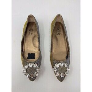 Vaneli Stevie Sandals Silver Ballet Flat Metallic Pointed Rhinestone US 7.5 M